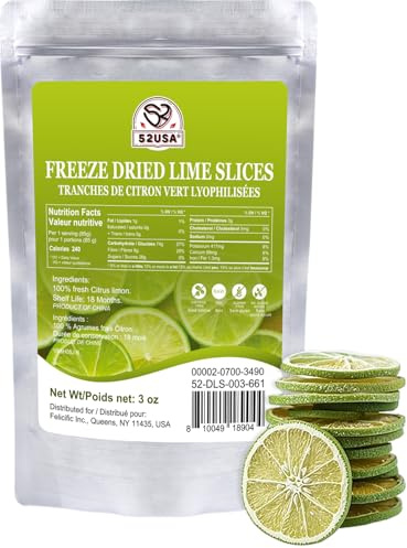 52USA Lima liofilizada, 85.0 g, conservada naturalmente, sabor intenso, perfecta para cocinar, bebidas y aperitivos, sin azúcar ni conservantes añadidos