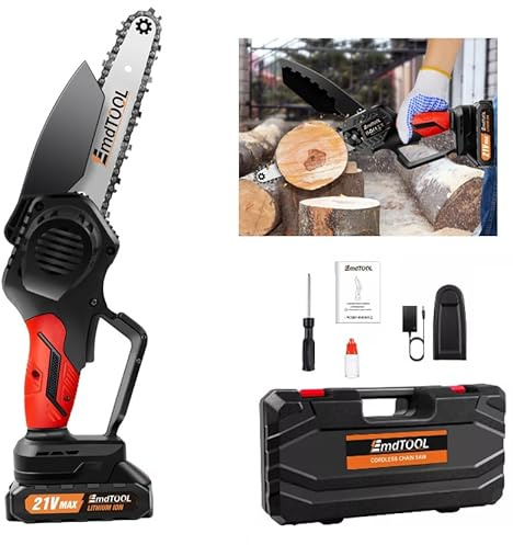 Tronçonneuse à chaîne 6 pouces avec batterie et 1 chaînes, 3500 tr/min, tronçonneuse à batterie pour jardinage, scie d'élagage, coupe de bois, Orange de DayPlus