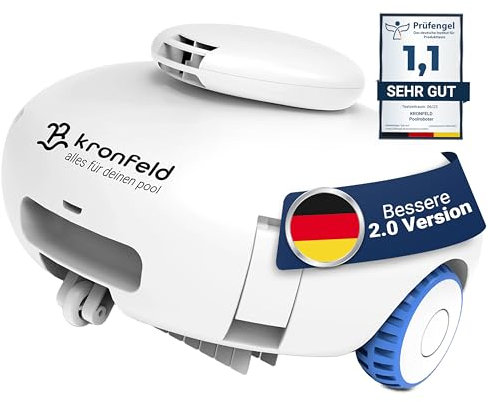 KRONFELD Poolroboter Akku inkl. einzigartigem Feinstaubfilter - 90 min. leistungsstarke Reinigung - Poolreiniger für jeden Pool - Poolroboter mit Akku - NEU Roby 2.0