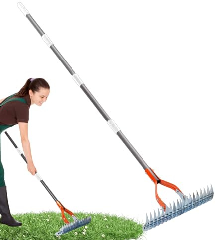 Rastrillo de paja de metal, rastrillo de jardín para jardinería - Cultivador versátil de acero inoxidable Rastrillo de mano Garden - HERRAMIENTAS DE JARDING PORTÁTIL ERGONÓMICO Cultivador de macollo