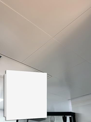 Ceiling Tiles Panels for T-Bar Grid, Aluminium Suspended Panels, White, Ideal for Kitchen, Bathroom, Basement, Garage, Living Room