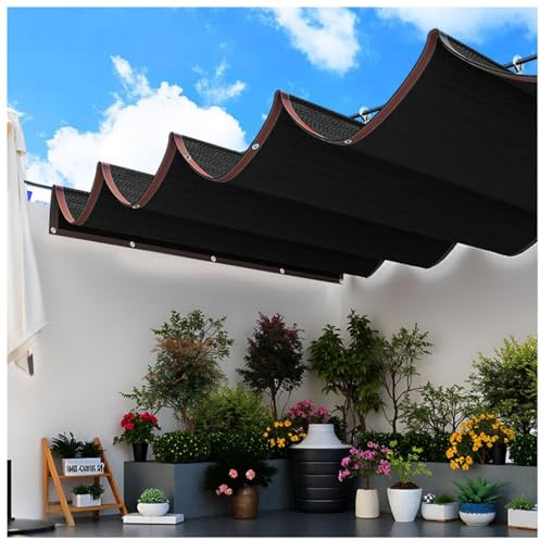 Toldo retráctil for toldo, Vela de Sombra Ondulada Deslizante con Kit de Montaje, Material HDPE, protección Solar y Anti-UV for pérgola, Patio, terraza, cenador al Aire Libre.(3x6m/9.84x19.69ft)