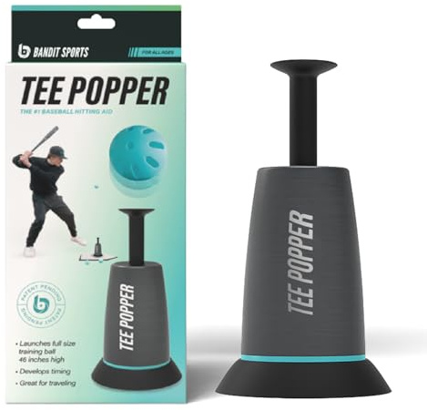 Bandit Sports Tee Popper Durable Nylon Strength for Long Lasting Hitting Batting T-Shirt for Perfect Swing Baseball Training to Practice Hitting Without Pitcher (Ball Not Included)