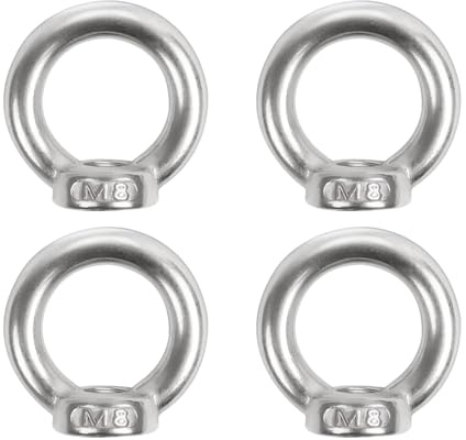 4 Stück Juttzzei Ringmutter M8, Verbessertes 304 Edelstahl Ringösen, M8 Ringmuttern Augenmutter, Ösenmutter für Befestigen Sie hängende Ornamente Blumentöpfe Schaukelständer