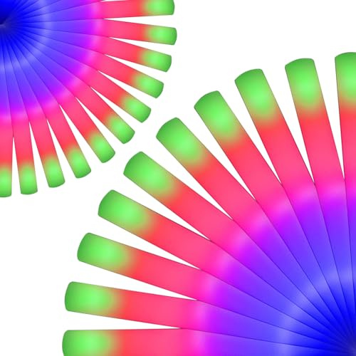 Easymaidi 12PCS Glow Sticks Bulk, Foam Glow Sticks, Led Light Up Sticks with 3 Modes Flashing Glow in the Dark Party Supplies for Weddings, Birthday,Concert, Parties, Camping, Sporting Events (12pcs)