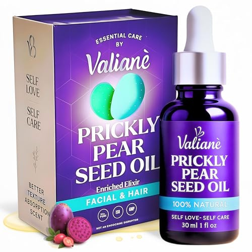 PRICKLY PEAR SEED OIL for FACE & HAIR Premium - Facial Serum Body Moisturizer Beard Oil - Prickly Pear (Barbary Fig) 100% NATURAL Enriched Blend, Extra Virgin Cold Pressed for Dry Skin 1 Fl Oz Valianè