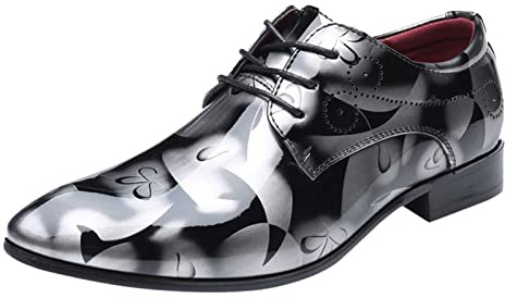 Derby Oxford, scarpe da uomo, lucide, da lavoro, con punta a punta, scarpe classiche da sposa, semplici, per feste, per il tempo libero, grigio., 44 EU