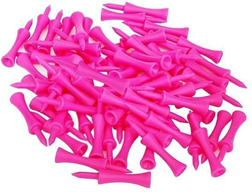 Rosafarbene Golf-Tees aus Kunststoff, 57 mm, 100 Stück, unzerbrechlich, Kunststoff, gemischt, unzerbrechlich, wiederverwendbar
