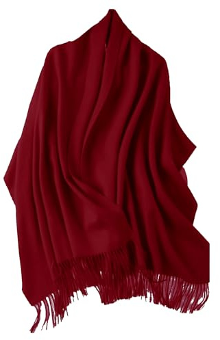 MEIMEI MOILADY 100% Wool Shawl Scarf for Women - Oversized Soft Pashmina Wrap, Early Spring Travel Blanket (Burgundy)