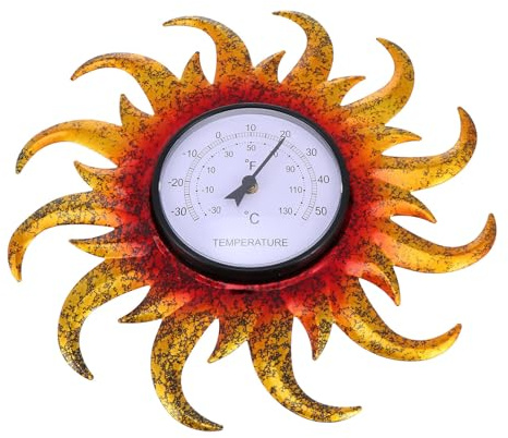 Sewroro Thermomètre Mural de Soleil Étanche pour Intérieur et Extérieur Chiffres Noirs Faciles à Lire Design Léger et Solide pour Jardin Terrasse et Chambre