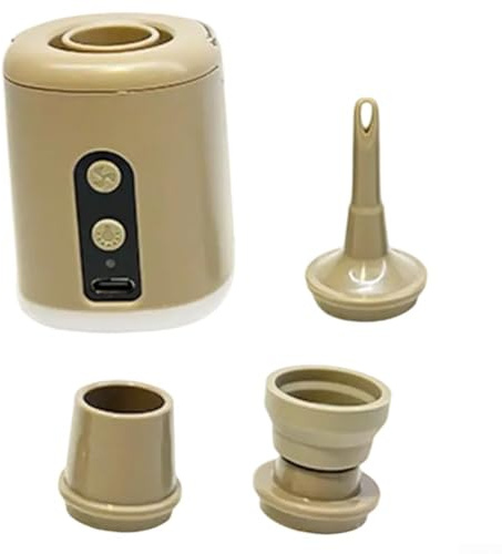 Luftbettpumpen, 17 W, 1600 mAh, Camping-Luftpumpe mit multifunktionaler Inflation und LED-Licht für Outdoor-Isomatte (Khaki)