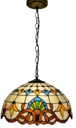 FUIBEJAE Lámpara Colgante de Candelabro Tiffany de 16 estilo Barroco con Vidrio Teñido, Lámpara Vintage Colgante para Pasillo, Balcón, Entrada, Dormitorio, Cocina, Comedor, Amarillo