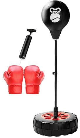 Sac de Boxe Debout, Sac réflexe de Boxe | Balle réflexe de Debout | Sac de de Vitesse avec Gants de, Balle de Frappe d'entraînement à Hauteur Flexible pour l'exercice