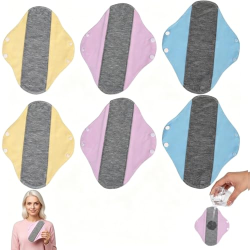 6 Pcs Reusable Incontinence Pads for Women, Washable Panty Liners for Women | Cotton Material, Menstrual Protection, Postpartum Care, Incontinence Management, Portable Design, Multiple Scenarios