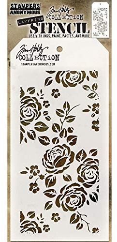 Stampers Anonymous_AGW AGTHS075 Tim Holtz Roses Stencil, material sintético, 28,4 x 11,4 x 0,1 cm