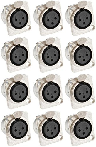 Adam Hall Connectors 7837-12er Set XLR-Einbaubuchse female 3-pol D-Typ silber Einbaukupplung