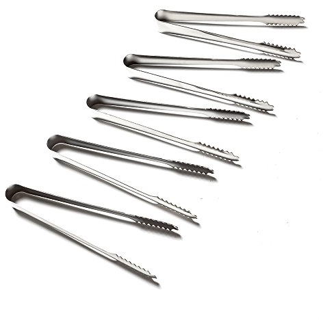DIYI Lot de 5 Ustensile de Cuisine en Acier Inoxydable Pinces pour glaçons, Pain, Buffet - 18cm