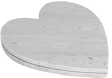 Argon Tableware Piatto da Portata - in Marmo a Forma di Cuore - Bianco - 230 x 270 mm - 2 Pezzi