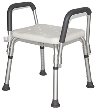 JUN-Sedili per doccia Sedia per Doccia in Acciaio Inox Sgabello per Anziani/disabili Sedia Antiscivolo per Doccia con Maniglia 6 Altezza Panca per Vasca Sgabello per seggiolino Bianco Max. 136kg