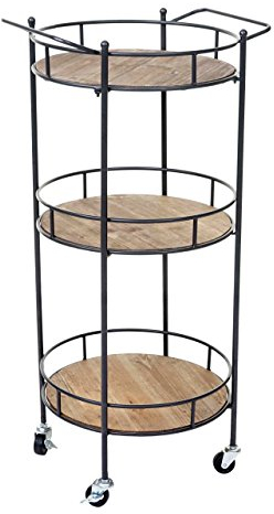 Serie Vintage Carrello Porta Bottiglie vivande HWC-A43 Metallo Legno 43x50x100cm