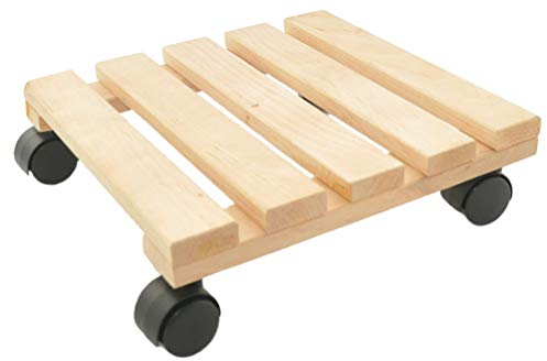 RADO WOOD | Carrello per Vasi per Piante e Fiori | Portavaso in legno con ruote | Stile vintage | 29x29 cm | Marrone