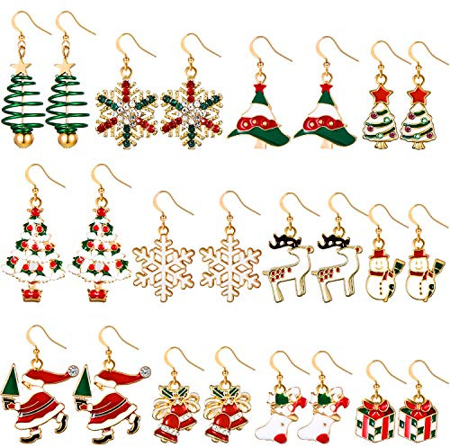 12 Paar Weihnachten Tropfen Ohrringe Baumeln Ohrringe Set für Fraue