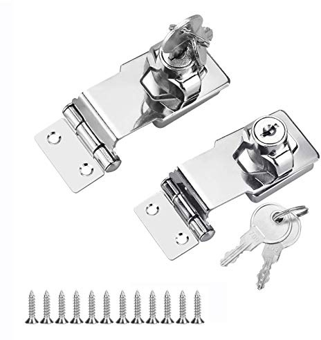 2 Stück 80 mm Schloss Hasp Türriegel Riegel Schnalle mit Knauf Verriegelung und Schlüssel, Türschloss Schrank Tür Schloss Vorhängeschloss Verschluss Schuppen Tür Riegel Riegel zum Verriegeln Schuppen