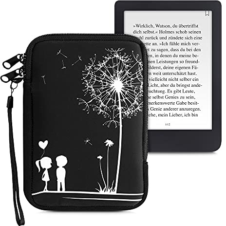 kwmobile Housse de Protection pour Liseuse - Étui de Protection 17 x 12 x 2 cm pour E-Reader en Néoprène - Blanc-Noir