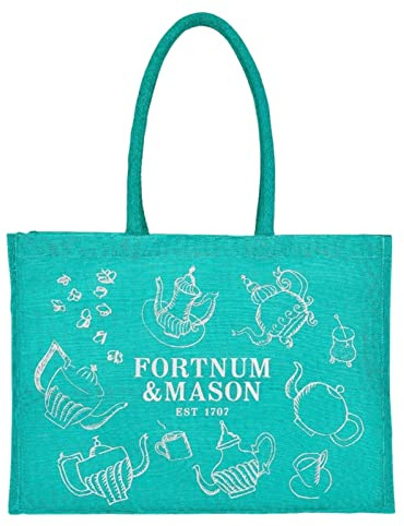 N/A Fortnum & Mason Cabas Cabas pour la vie Motif théière décorative, Eau de Nil