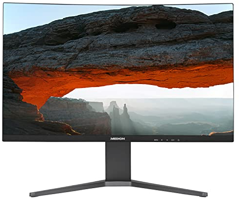 MEDION X52708 68,6 cm (27 Zoll) QHD Widescreen Curved Monitor (165Hz, 1440p, Adaptive Sync, 16:9, 1ms, HDMI, Display Port, integrierte Lautsprecher)