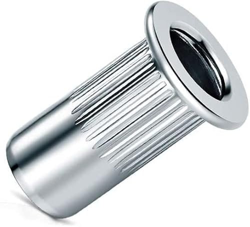 M4 Dadi per rivetti ciechi, corpo tondo scanalato con testa bombata Inserto filettato aperto, 4mm Nutsert, Rivsert zigrinato in acciaio zincato, Rivsert per acciaio, lega, rame, plastica (10 pezzi)