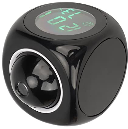Zerodis Projektionsuhr Projektionswecker für Schlafzimmer Digitale LED-Anzeige Projektionswecker Mini Voice Timing Digitaluhr Projektor mit USB-Kabel Schwarz für Schlafzimmer