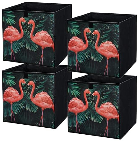 lavita Storage Box | faltbare Aufbewahrung Boxen 31 x 31 x 31 cm | Schubladen-Organizer Box| Ordnungssysteme fr Kleidung | Kleideraufbewahrung & Organisation | Flamingos | 4 stck