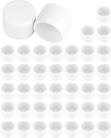 QWORK PVC Pipe End Cap Fitting, 40 Pack 3/4 Furniture Grade SCH40 Pipe Plug Socket Fitting, External End Cap, White