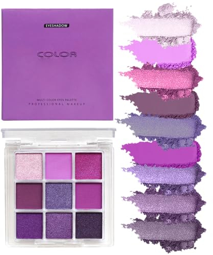 9 couleurs Matte & Pearl palette d'ombres à paupières noires, maquillage d'ombres à paupières fumées, ombres à paupières grises paillettes argentées imperméables à l'eau et à longue durée (Violet)