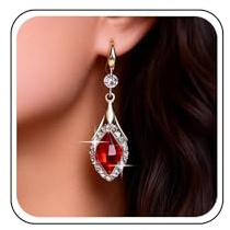 Aneneiceera Boucles D'oreilles Pendantes Rubis Halo Doré Boucles D'oreilles Cz Rouge Boucles D'oreilles Cristal Rouge Boucles D'oreilles Strass Rouge Bijoux Pour Femmes Et Filles (rouge)