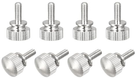sourcing map Knurled Thumb Screws, M3x8mm Brass Shoulder Bolts Grip Knobs Fasteners, Nickel Plated 8Pcs