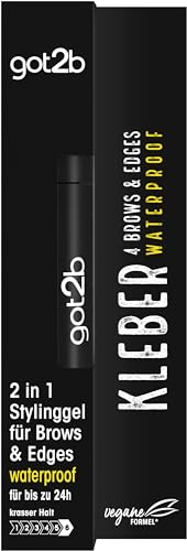 got2b Colla 4 Brows & Edges Waterproof (16 ml), 2 in 1 Brow Gel & Hair Mascara, resistente al sudore e all'acqua fino a 24 ore, con pratica spazzola per capelli per acconciature e bordi