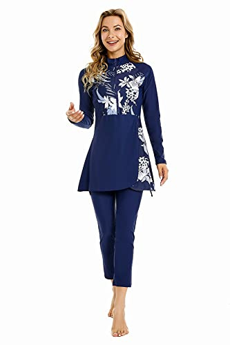 TaissBocco Full Swimming Costume Burkini for Women Modest Girls Swimsuit Islamic Swimwear Plus Size(XXL, T1)