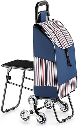 Carro de Compras con Ruedas Carro de Compras portátil con Asiento para Descanso, Carro para Subir escaleras, Carro, liviano y portátil (Color: A)