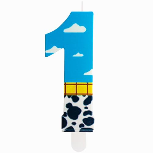 ZHIHUI Birthday Candles, Toy Inspired Game Story Birthday Decorations, Blue Sky and White Cloud Cow Birthday Number Candles for Kids Boy Girl Birthday Shower Cake Party Decoration (Number 1)