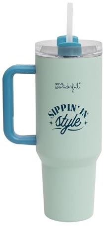 Mr. Wonderful - Taza take away térmica termo 1,2 litros - Sippin' in style - Taza de Acero Inoxidable Doble Pared - Mantiene Calor y Frío - 1,2 litros