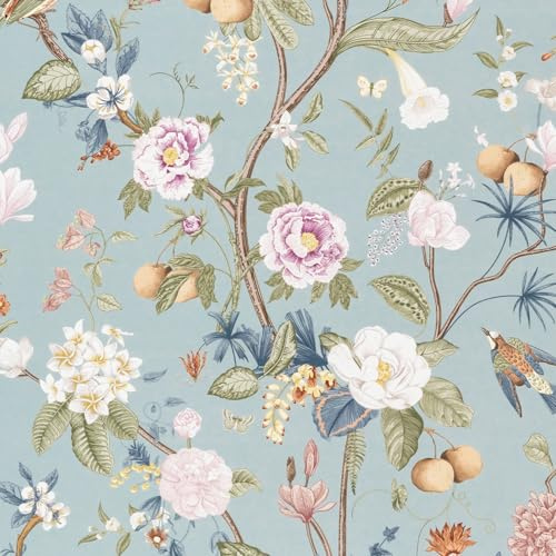 Abyssaly Papel Pintado Autoadhesivo, Vinilo Adhesivo Muebles y Pared | 44 X 1000 cm, Diseño Floral Azul, Papel Adhesivo Impermeable Para Muebles, Encimeras de Cocina, Paredes y Decoración Interior