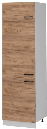 Vicco Kühlumbauschrank R-Line, Goldkraft Eiche, 60 cm | 3 Türen · ✓ Kühlschranknische · Höhenverstellbare Füße · 1 Einlegeboden · ✓ Frei kombinierbar
