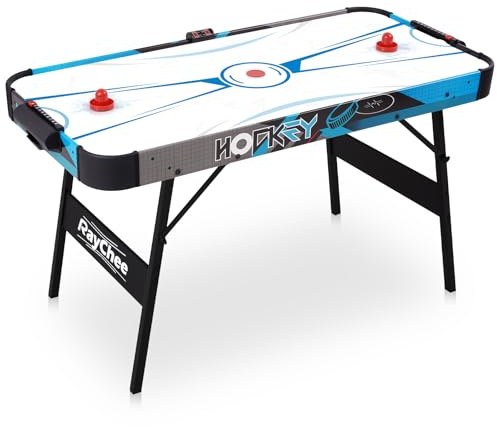 Foldable Air Hockey Table, Folding Indoor Hockey Game Table with Powerful Motor, Accurate Digital LED Scoreboard, Includes 2 Pucks and 2 Pushers, Perfect for Kids and Adults (48 Inch-Blue/Gray)