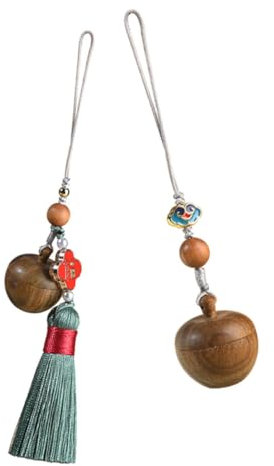 jojofuny 2pièces Pendentif Téléphone Bois De Vert Duo Créatif Décoration Portable Clé Et Porte-documents