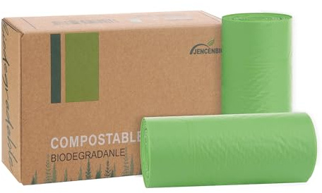 JENCENBIO Kompostierbare Müllbeutel, 30 Liter, extra dick, 23 Mikron Lebensmittelabfallbeutel, mit US BPI ASTM D6400 und Europe OK Compost Home zertifiziert