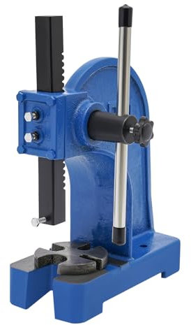 Presse à mandrin rotatif 1T - Presse à levier manuel avec 4 trous fixes pour tamponner le cuir, l'aluminium, les bijoux - Force de compression 1T - Presse d'atelier jusqu'à hauteur de pièce 140 mm