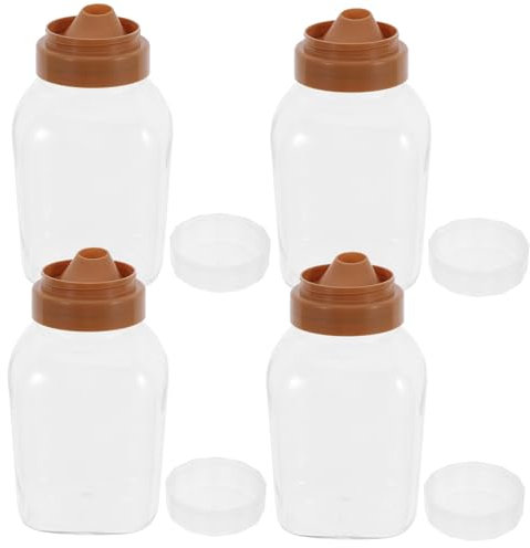 Hemobllo 4pièces Bouteille De Plastique Transparent De Rechargeable Avec Couvercle Anti-fuite Pour Conserver La Confiture Épices