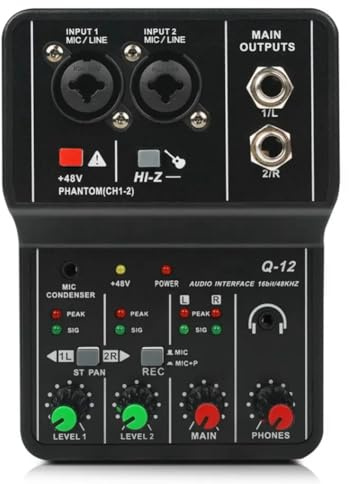 casstaly Professional Audio Mixer ljudkort med monitor elgitarr direktsändning inspelning för studiosång dator PC